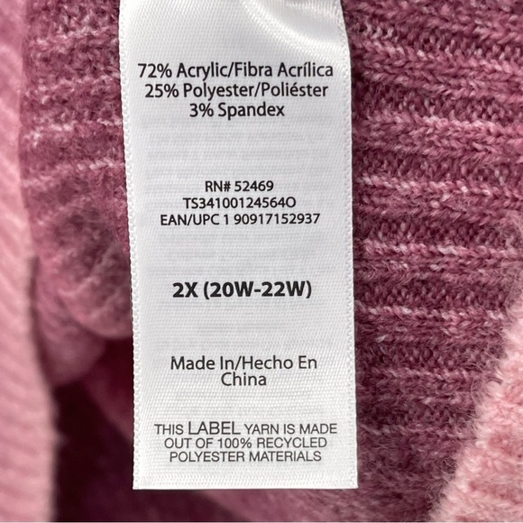Terra & Sky Pink Ombre Textured Pullover Sweater Size 2X - Picture 11 of 13